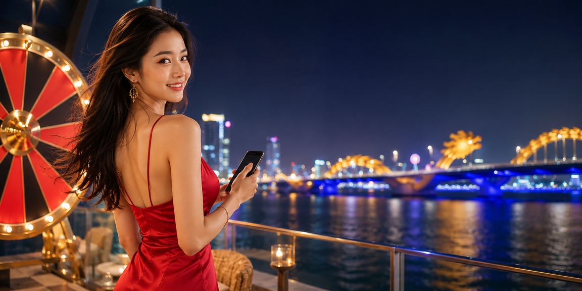 Bàn roulette sang trọng với khung cảnh bãi biển Đà Nẵng về buổi chiều